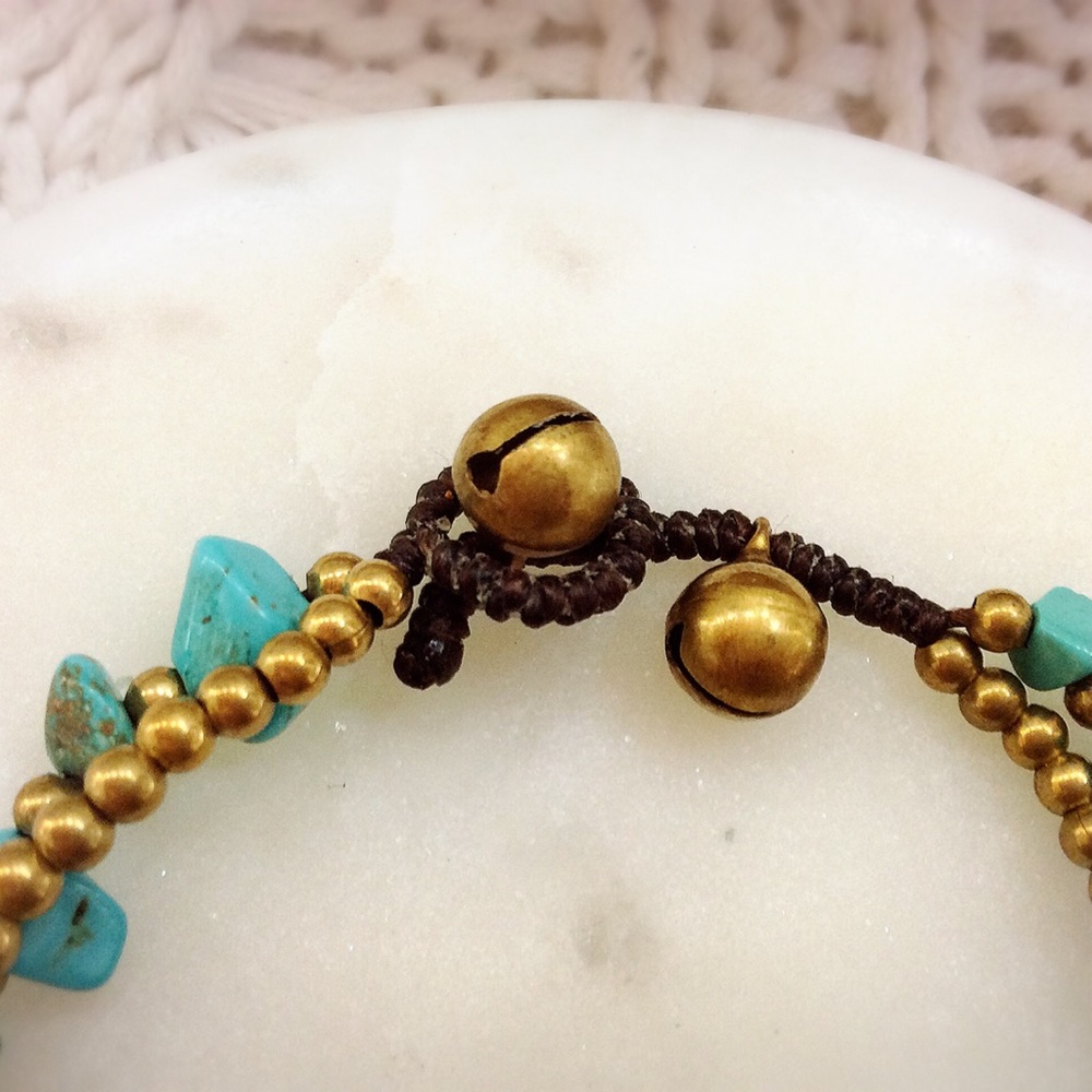 🐘 Elephant Turquoise & Brass Bracelet 🐘 - Picture 5 of 7